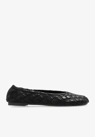 Burberry Quilted Leather Sadler Ballet Flats In Black