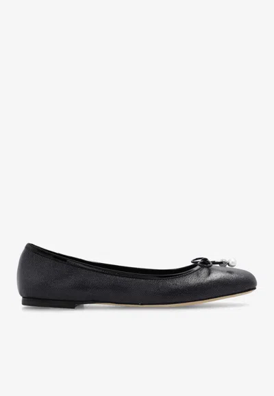 Jimmy Choo Ballet Shoes With Round Head And Flat Soles In Black