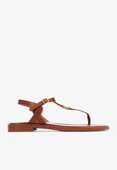 Chloé 'marcie' Brown Flat Thongs Sandals In Brown