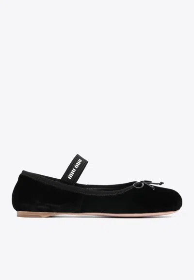 Miu Miu Logo-printed Bow Detailed Ballerina Shoes In Animal Print