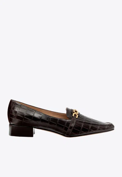 Tom Ford Whitney Croc-embossed Leather Loafers In Brown