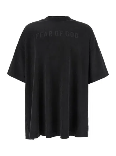 Fear Of God 'eternal' Black Crewneck T-shirt With Tonal Embroidery On The Front And Logo Patch On The Rear In Black
