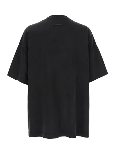 Fear Of God 'eternal' Black Crewneck T-shirt With Tonal Embroidery On The Front And Logo Patch On The Rear In Black