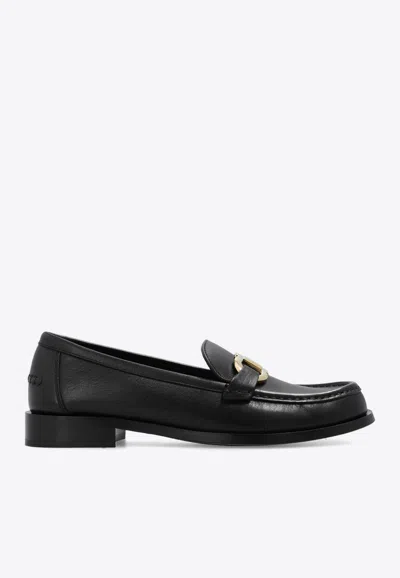 Ferragamo Maryan Chunky Sole Loafers With Gold-tone Hardware In Black