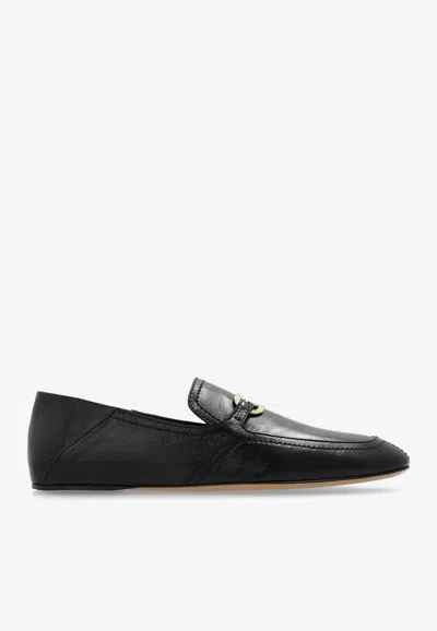 Ferragamo Elaine Vara Buckle Loafers In Calf Leather In Black