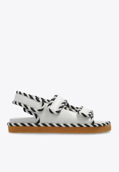 Bottega Veneta Two-tone Nappa Leather Jack Sandals In White