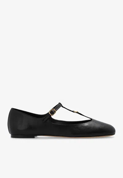 Chloé Marcie Mary-jane Python Print Leather Ballet Flats In Black