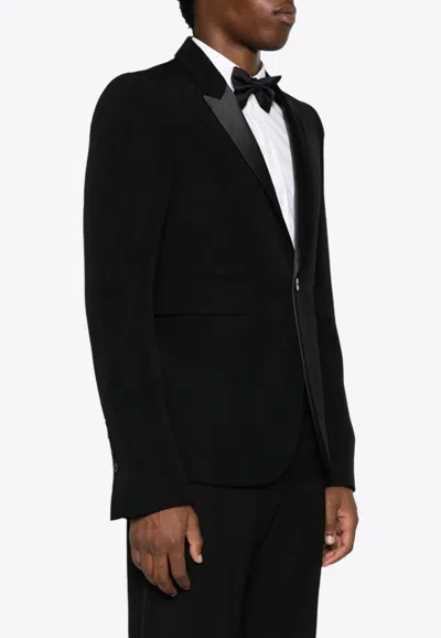 Sapio Single-breasted Tuxedo Wool Blazer In Black