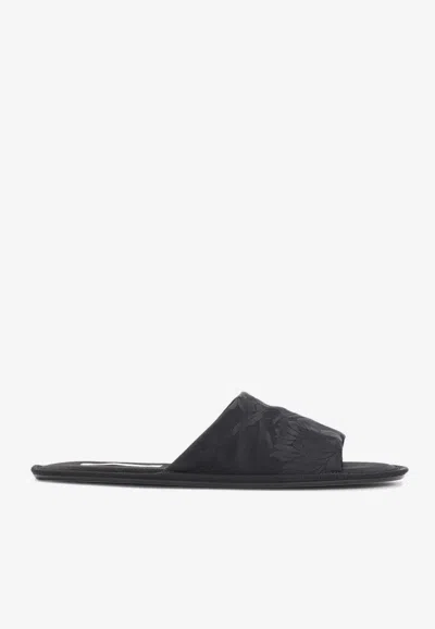 The Row Frances Slipper Open Toe Flats In Black