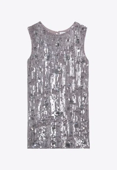 P.a.r.o.s.h Glow Mini Dress In Silver