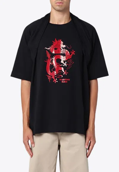 Martine Rose Oversized Black T-shirt Celebration With Print In Black