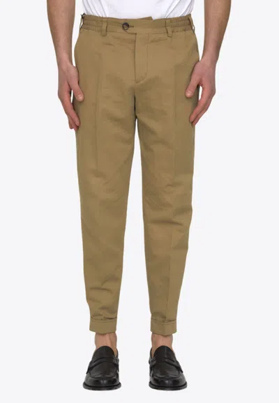 Pt Torino Cotton And Linen Trousers In Beige
