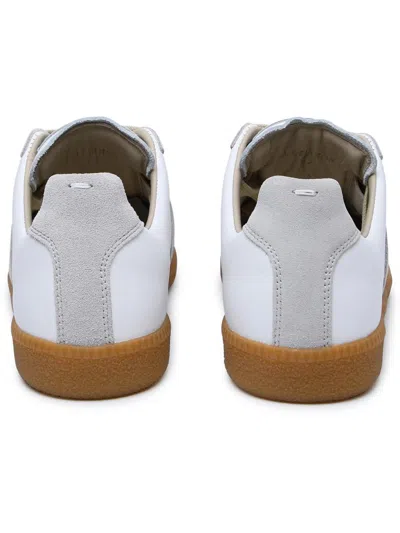 Maison Margiela Women Replica Low-top Leather Sneakers With Suede Inserts In White