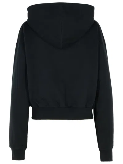 Moschino Long-sleeved Zipper Sweatshirt In Black