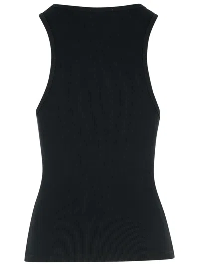 Moschino Jeans Cotton Blend Logo Tank Top In Black