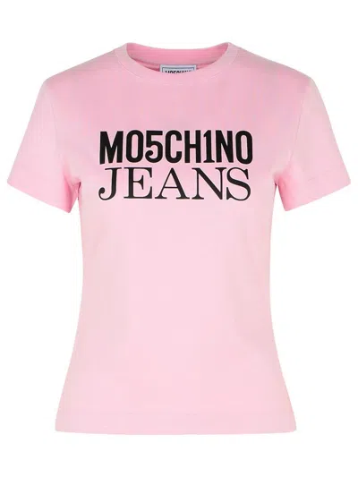 Moschino Jeans Logo Print T-shirt In Pink