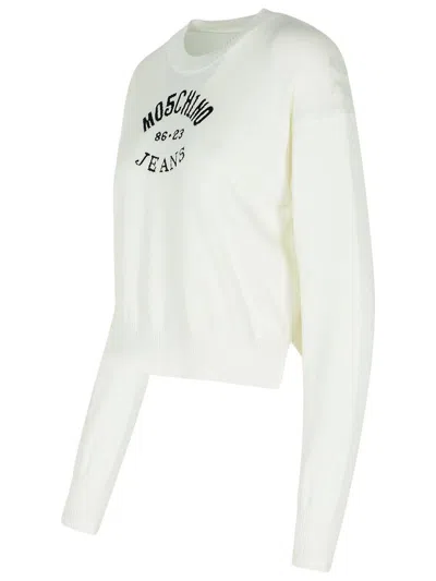 Moschino White Crewneck Sweater In White