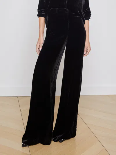 L Agence Pilar Velvet Pant In Black
