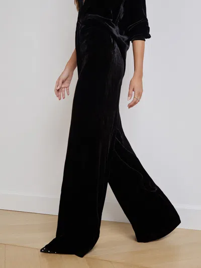 L Agence Pilar Velvet Pant In Black