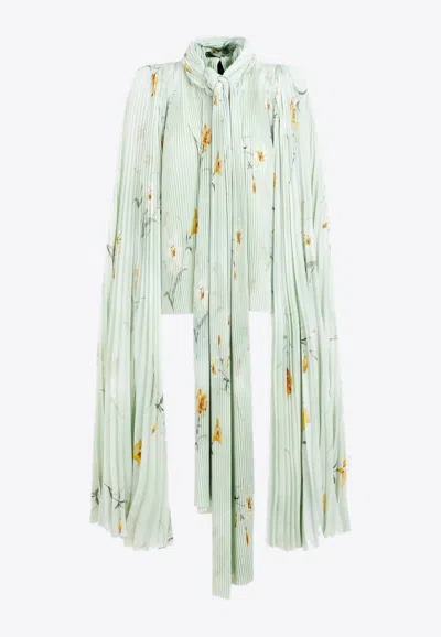 Balenciaga Cloak-inspired Floral Print Blouse In Green