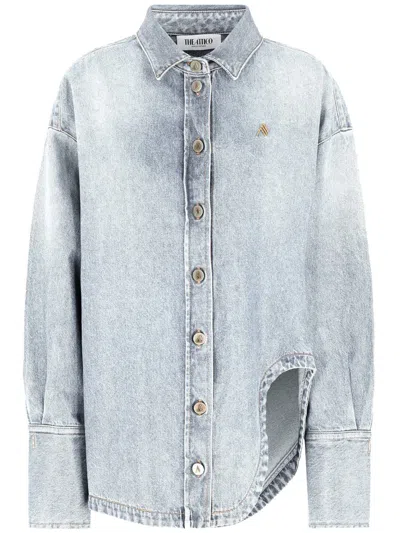 Attico "diana'' Sky Blue Shirt Jacket In Blue