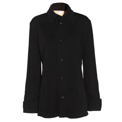 Bottega Veneta Black Shirt With Notebook Cuffs In Viscose Woman In Black
