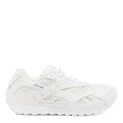 Bottega Veneta Orbit Metallic Net Runner Sneakers In White