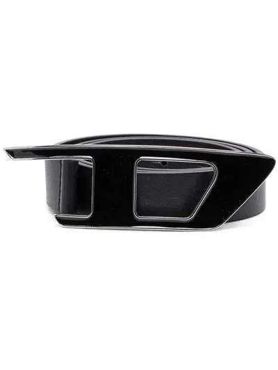 Diesel B-dlogo Ii Leather Belt In Black