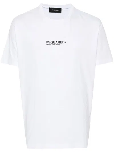 Dsquared2 'cool Fit Tee' White T-shirt With Logo Print On The Front In Cotton Man In White