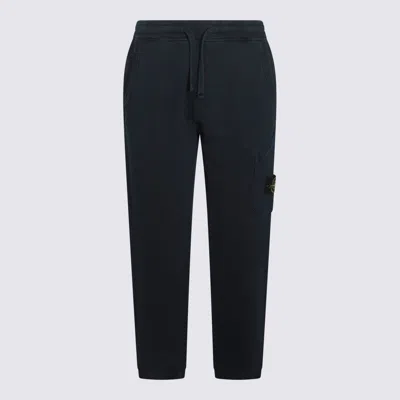 Stone Island Men Cotton Trousers With Drawstring In Blue