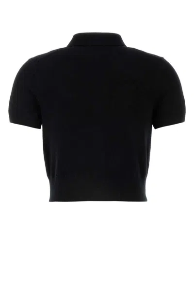Alexander Wang T Cropped Wool Cardigan With Polo Collar In Black