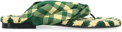 Burberry Check Pattern Thong Strap Open Toe Branded Footbed Flat