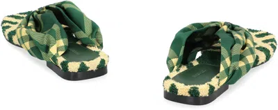 Burberry Check Pattern Thong Strap Open Toe Branded Footbed Flat