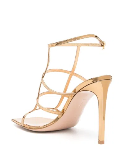 Gianvito Rossi Gold-tone Caged 95mm Patent Leather Sandals