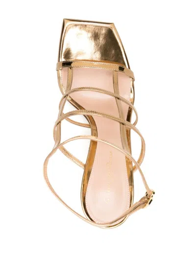 Gianvito Rossi Gold-tone Caged 95mm Patent Leather Sandals