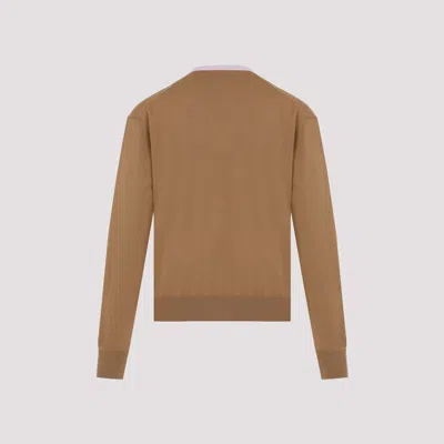 Jil Sander Brown And Lillac Double-neck Sweater In Wool Man
