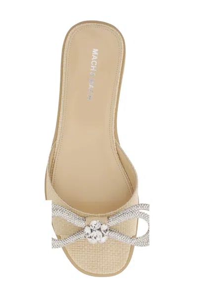 Mach&mach 10mm Double Bow Raffia Flat Sandals