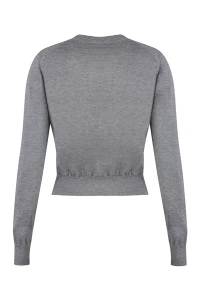 Maison Kitsuné Cropped Wool Cardigan With Ribbed Cuffs And Hem