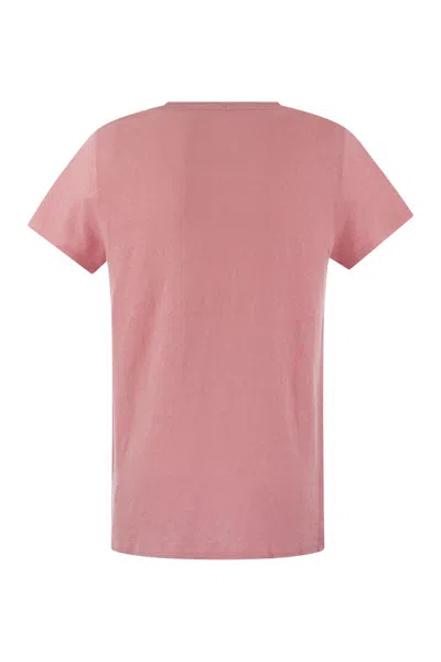 Majestic Crew-neck T-shirt In Linen And Short Sleeve