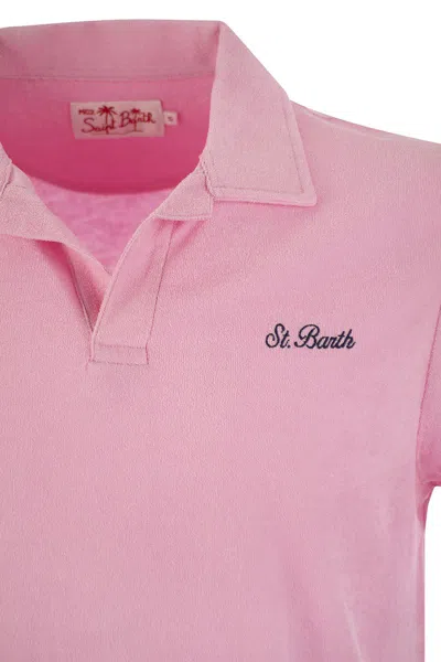 Mc2 Saint Barth Man Pink Terry Polo Shirt Jeremy