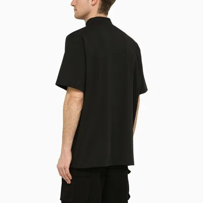 Needles Solid Color Mock-neck T-shirt With Butterflyembroidery In Black