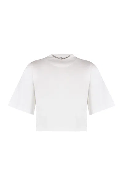 Rabanne Cropped Cotton-jersey And Chainmail T-shirt