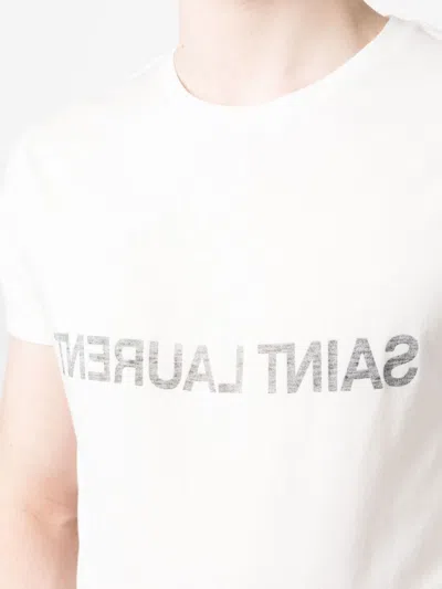 Saint Laurent Reverse Logo T-shirt 'naturel/noir'