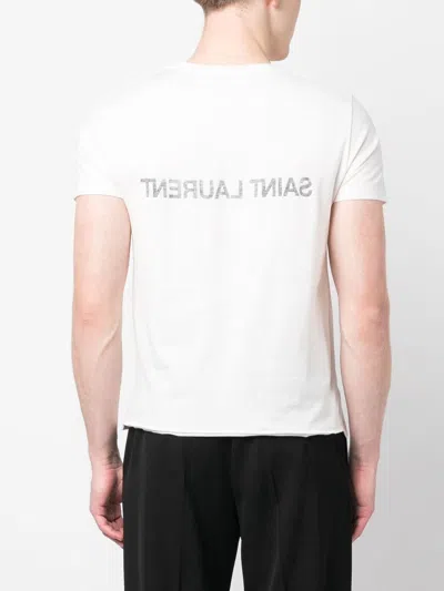 Saint Laurent Reverse Logo T-shirt 'naturel/noir'