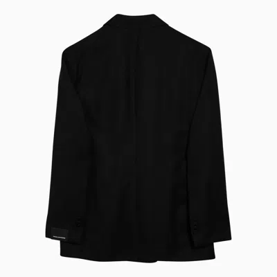 Tagliatore Wool Double Breasted Jacket With Notch Lapel In Black