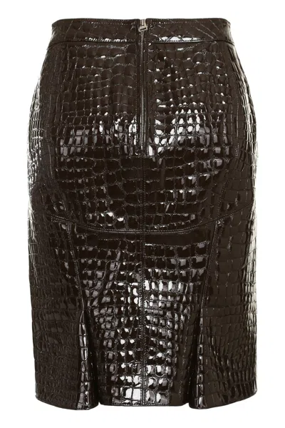 Tom Ford Crocodile Fitted High-waisted Knee-length Skirt