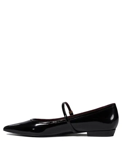 Tory Burch Black Ballet Shoes With Pointed Toe And Double T Motif