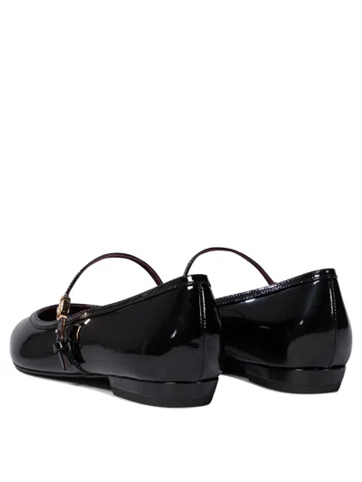 Tory Burch Black Ballet Shoes With Pointed Toe And Double T Motif