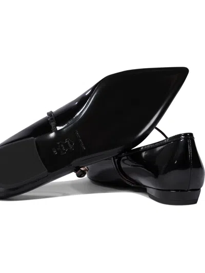 Tory Burch Black Ballet Shoes With Pointed Toe And Double T Motif