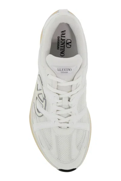 Valentino Garavani White Leather And Fabric Vlogo Easyjog Sneakers